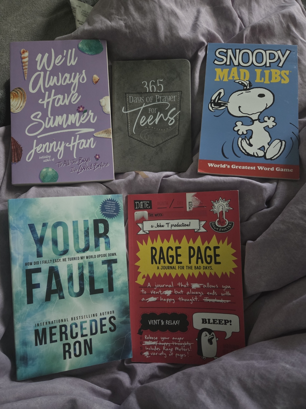 Book Bundle - Jenny Han, Devotional, Mad Libs, Mercedes Ron, and Rage Journal